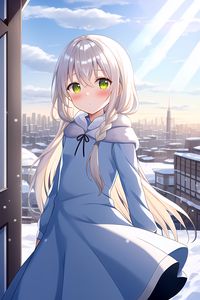 Preview wallpaper girl, hair, coat, winter, anime