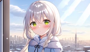 Preview wallpaper girl, hair, coat, winter, anime