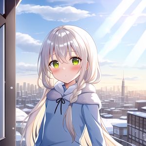 Preview wallpaper girl, hair, coat, winter, anime