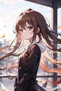 Preview wallpaper girl, hair, dress, brown, anime