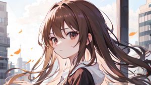 Preview wallpaper girl, hair, dress, brown, anime