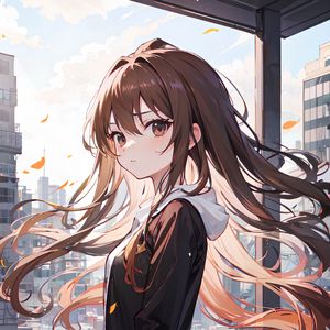 Preview wallpaper girl, hair, dress, brown, anime