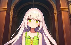 Preview wallpaper girl, hair, dress, anime, green