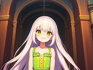 Preview wallpaper girl, hair, dress, anime, green