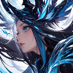 Preview wallpaper girl, hair, drops, blue, anime