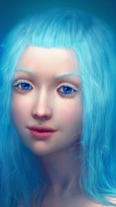 Preview wallpaper girl, hair, eyebrows, eyelashes, darling, dark blue