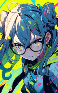 Preview wallpaper girl, hair, glasses, anime, art