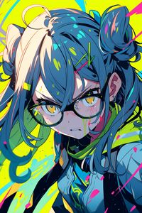 Preview wallpaper girl, hair, glasses, anime, art