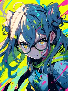 Preview wallpaper girl, hair, glasses, anime, art