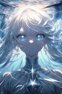 Preview wallpaper girl, hair, glow, blue, anime