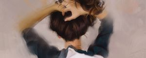 Preview wallpaper girl, hair, hands, art