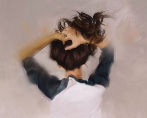Preview wallpaper girl, hair, hands, art