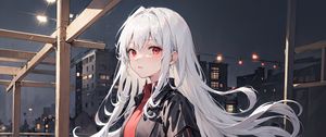 Preview wallpaper girl, hair, jacket, evening, anime