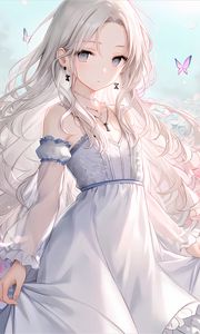 Preview wallpaper girl, hair, jewelry, dress, light, anime