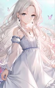 Preview wallpaper girl, hair, jewelry, dress, light, anime