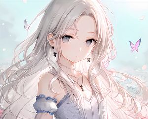 Preview wallpaper girl, hair, jewelry, dress, light, anime