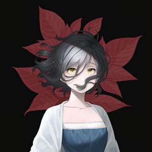 Preview wallpaper girl, hair, leaves, anime