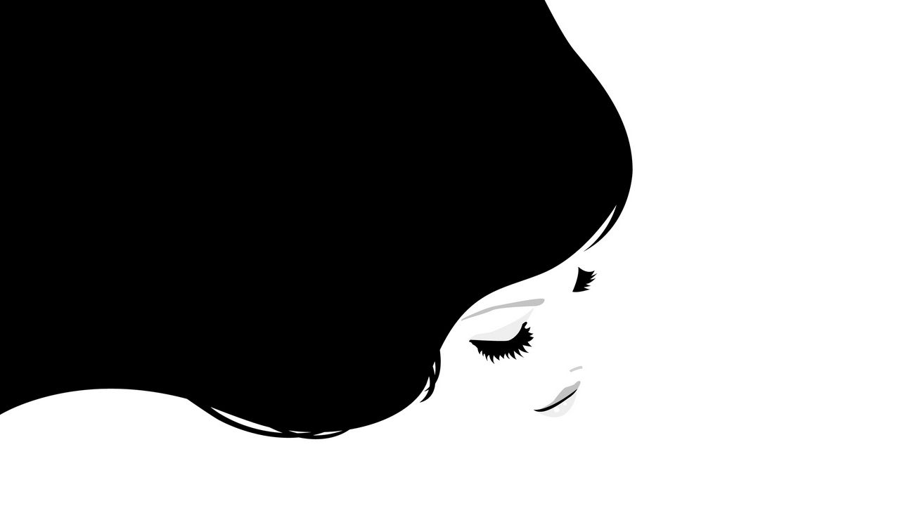 Wallpaper girl, hair, light, black, white