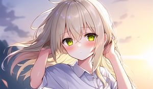 Preview wallpaper girl, hair, movement, anime