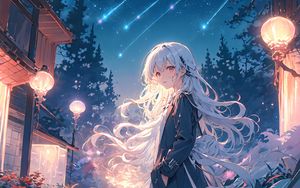 Preview wallpaper girl, hair, stars, anime, art