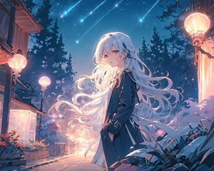 Preview wallpaper girl, hair, stars, anime, art