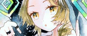 Preview wallpaper girl, hair, watercolor, anime