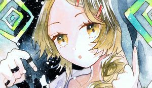 Preview wallpaper girl, hair, watercolor, anime