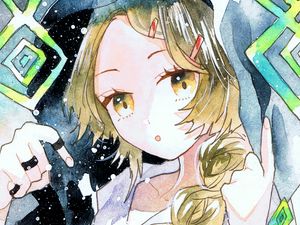 Preview wallpaper girl, hair, watercolor, anime