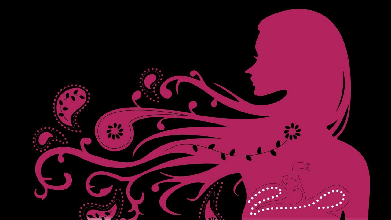 Wallpaper girl, hair, wind, patterns, silhouette