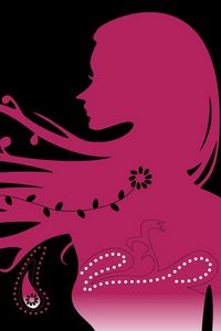 Preview wallpaper girl, hair, wind, patterns, silhouette