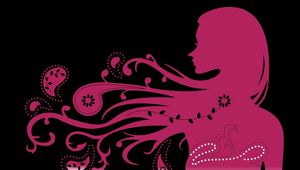 Preview wallpaper girl, hair, wind, patterns, silhouette