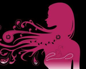 Preview wallpaper girl, hair, wind, patterns, silhouette