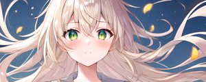 Preview wallpaper girl, hair, wind, anime, blush
