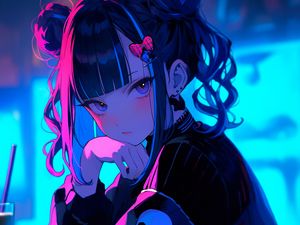 Preview wallpaper girl, hairpin, anime, art, pose