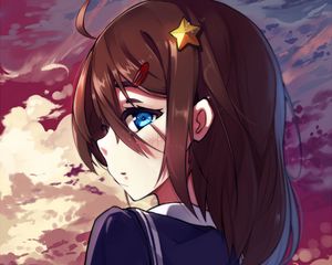 Preview wallpaper girl, hairpin, clouds, anime