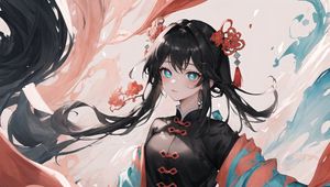 Preview wallpaper girl, hairpin, kimono, belt, anime, art