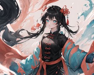 Preview wallpaper girl, hairpin, kimono, belt, anime, art