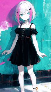 Preview wallpaper girl, hairpins, dress, pose, anime