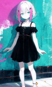Preview wallpaper girl, hairpins, dress, pose, anime