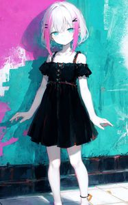 Preview wallpaper girl, hairpins, dress, pose, anime