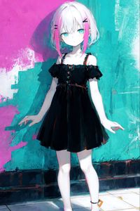 Preview wallpaper girl, hairpins, dress, pose, anime