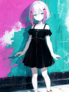 Preview wallpaper girl, hairpins, dress, pose, anime