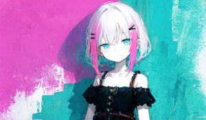 Preview wallpaper girl, hairpins, dress, pose, anime