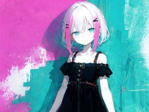 Preview wallpaper girl, hairpins, dress, pose, anime