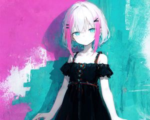 Preview wallpaper girl, hairpins, dress, pose, anime