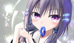 Preview wallpaper girl, hairpins, glow, anime