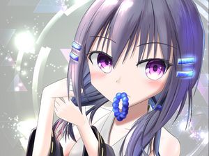 Preview wallpaper girl, hairpins, glow, anime