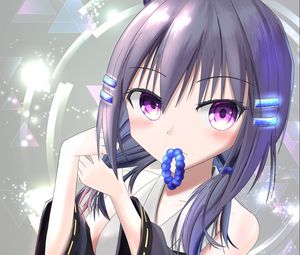 Preview wallpaper girl, hairpins, glow, anime