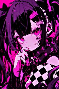 Preview wallpaper girl, hairpins, jewelry, pink, anime, dark