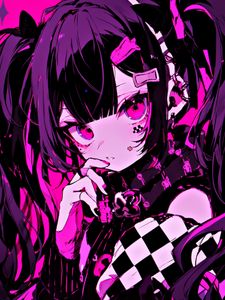 Preview wallpaper girl, hairpins, jewelry, pink, anime, dark